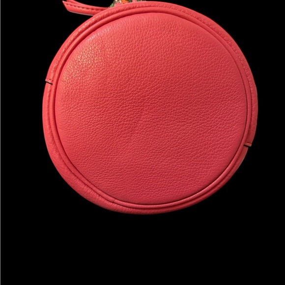 Coach Edie Pebble Leather Pink Drawstring Wristlet with Tea Rose Ties (A700) - Picture 9 of 10